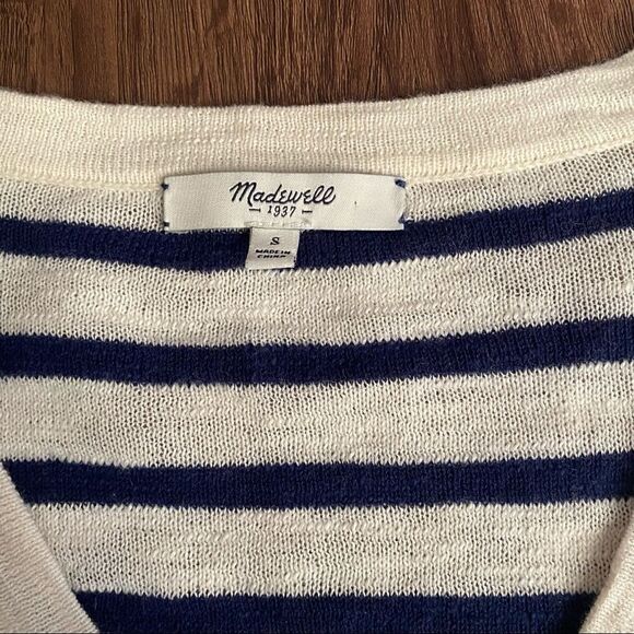 NEW Madewell Navy Striped Sweater - Picture 3 of 4